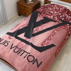 Louis Vuitton Black and Pink Throw Blanket